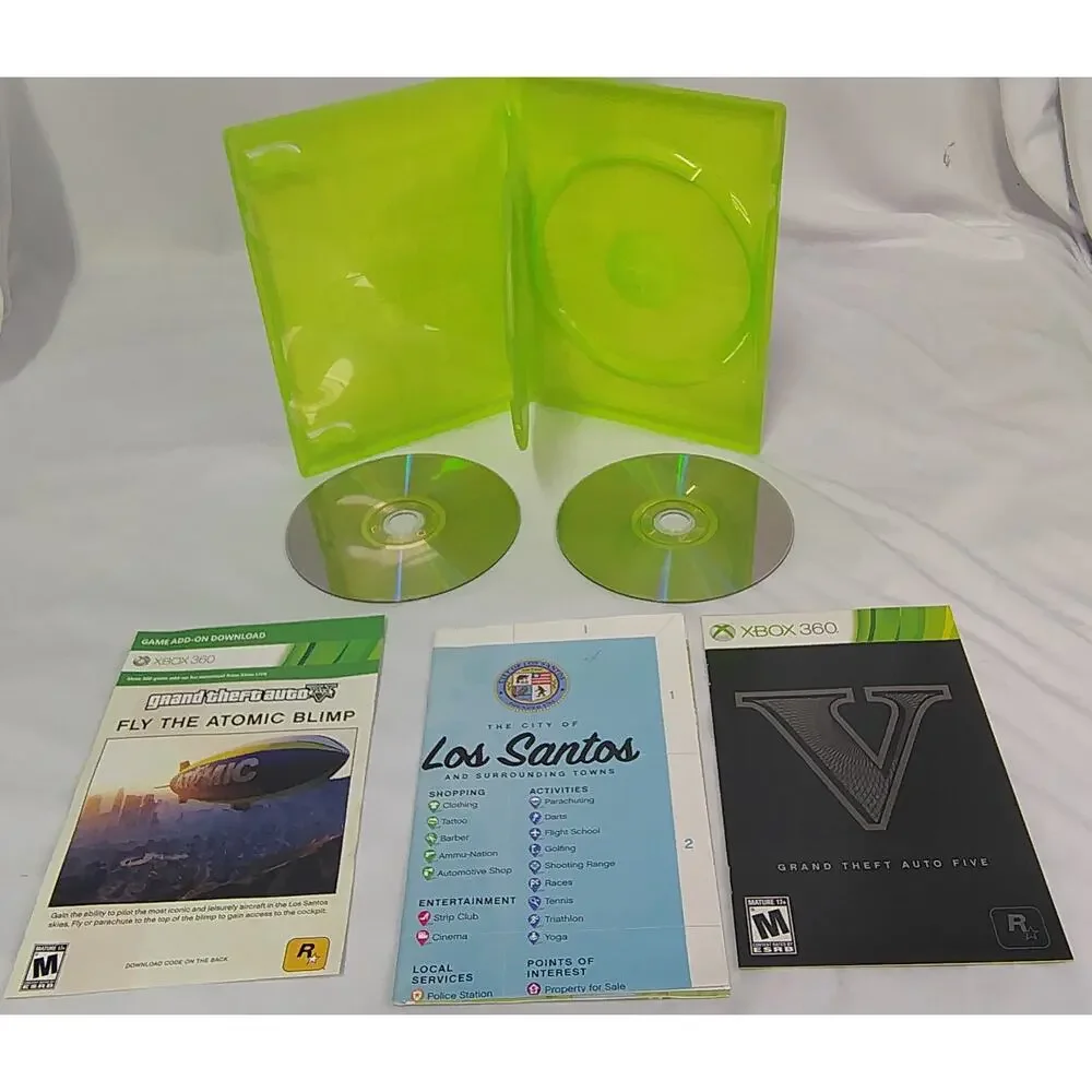 Grand Theft Auto 5 V (Xbox 360, 2013) Complete Map + Manual - Tested & Working